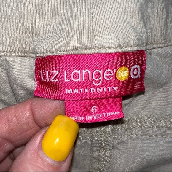Liz Lange Maternity Tan Khaki Capri Summer Cropped Pants - Picture 4 of 10
